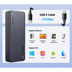 Case SSD NVMe M.2 de USB C 3.2 Gen2x2 - Ugreen