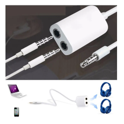Adaptador de Audio de Doble Entrada Blanco