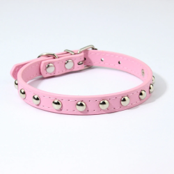Collar para perro o gato con remaches rosado