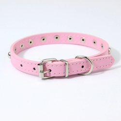 Collar para perro o gato con remaches rosado