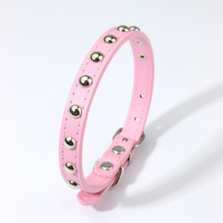 Collar para perro o gato con remaches rosado