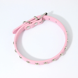 Collar para perro o gato con remaches rosado